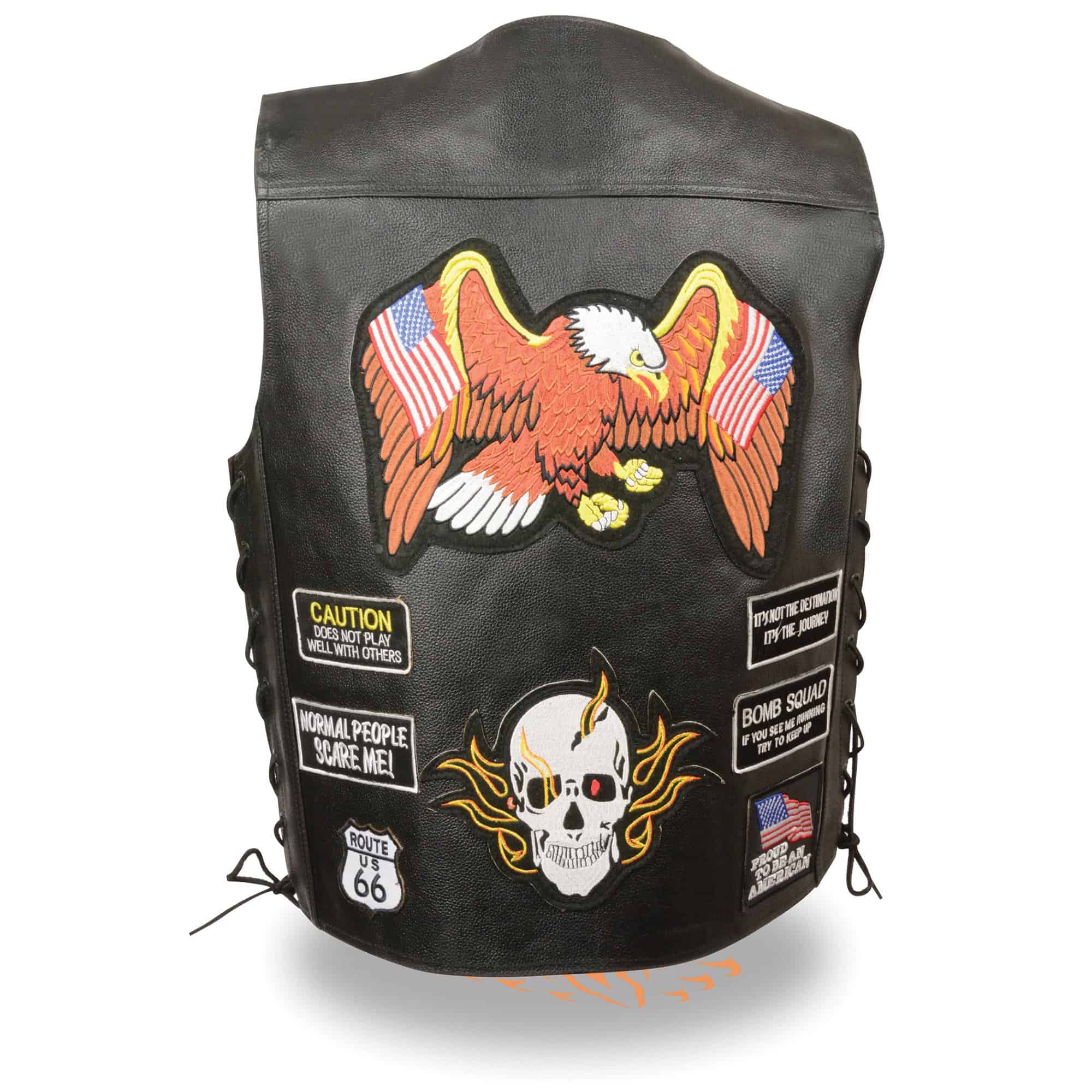 Chaleco de Cuero Real para Motocicleta con Detalles de