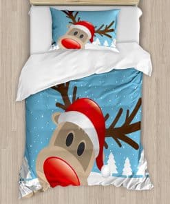 Juego de Funda nórdica Ambesonne de Navidad, Reno Rudolph