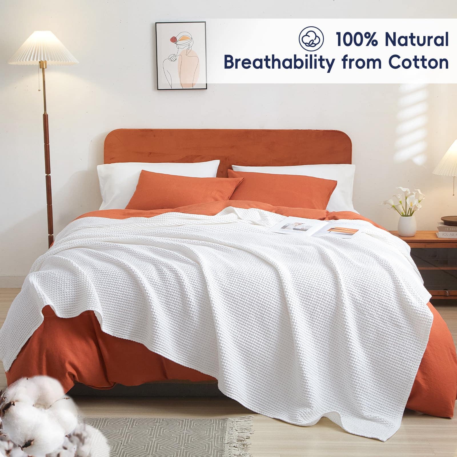 PHF 100% Algodón Manta de Tela de Panal Tamaño King 104" x - Imagen 4