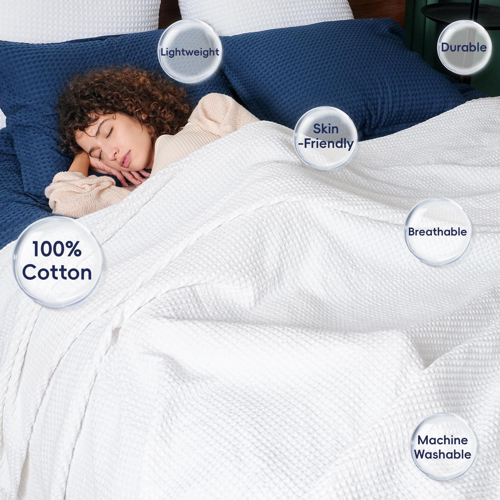 PHF 100% Algodón Manta de Tela de Panal Tamaño King 104" x - Imagen 3