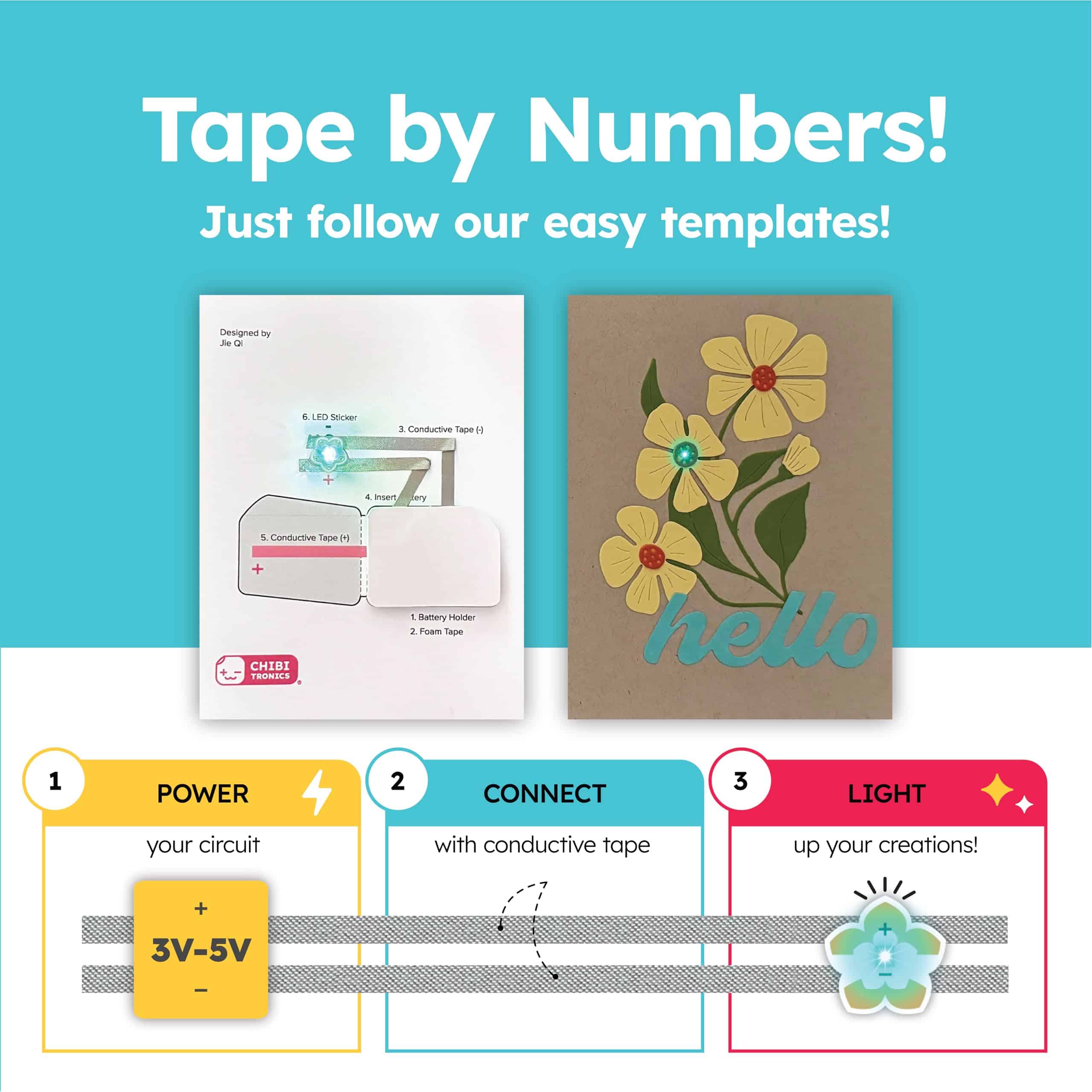 Paquete de aula Chibitronics de 30 calcomanías de circuito - Imagen 5