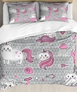 Juego de Funda Nórdica Ambesonne Unicorn Cat, Gato