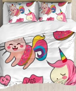 Juego de Cubierta de Edredón de Unicornio Gato Ambesonne,