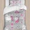 Juego de Funda nórdica Ambesonne Unicorn Cat, Gato