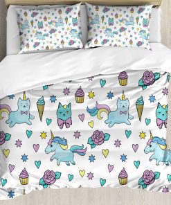 Juego de Funda nórdica Ambesonne Unicorn Cat, Patrón para