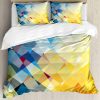 Juego de Funda de Edredón Amarillo y Azul Ambesonne, Patrón