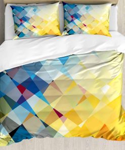 Juego de Funda de Edredón Amarillo y Azul Ambesonne, Patrón