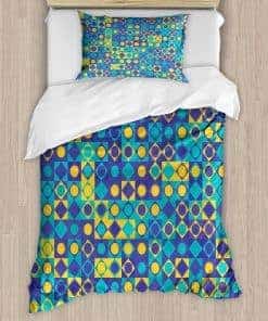 Juego de Funda de Edredón Amarillo y Azul de Ambesonne,