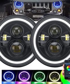 ICBEAMER 7" RGB LED Faros delanteros con Halo Angel Eye