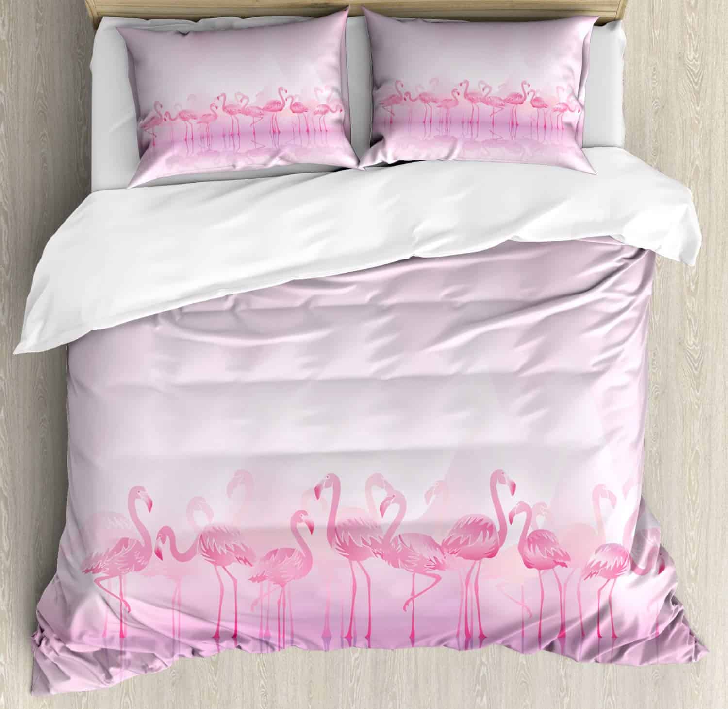 Juego de Funda Nórdica Ambesonne Flamingo, Bandada de