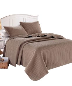 Colcha Acolchada de Color Sólido Taupe Queen 90 por 102