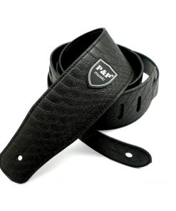 Correa de Guitarra de Cuero Negro Imitación de Piel de