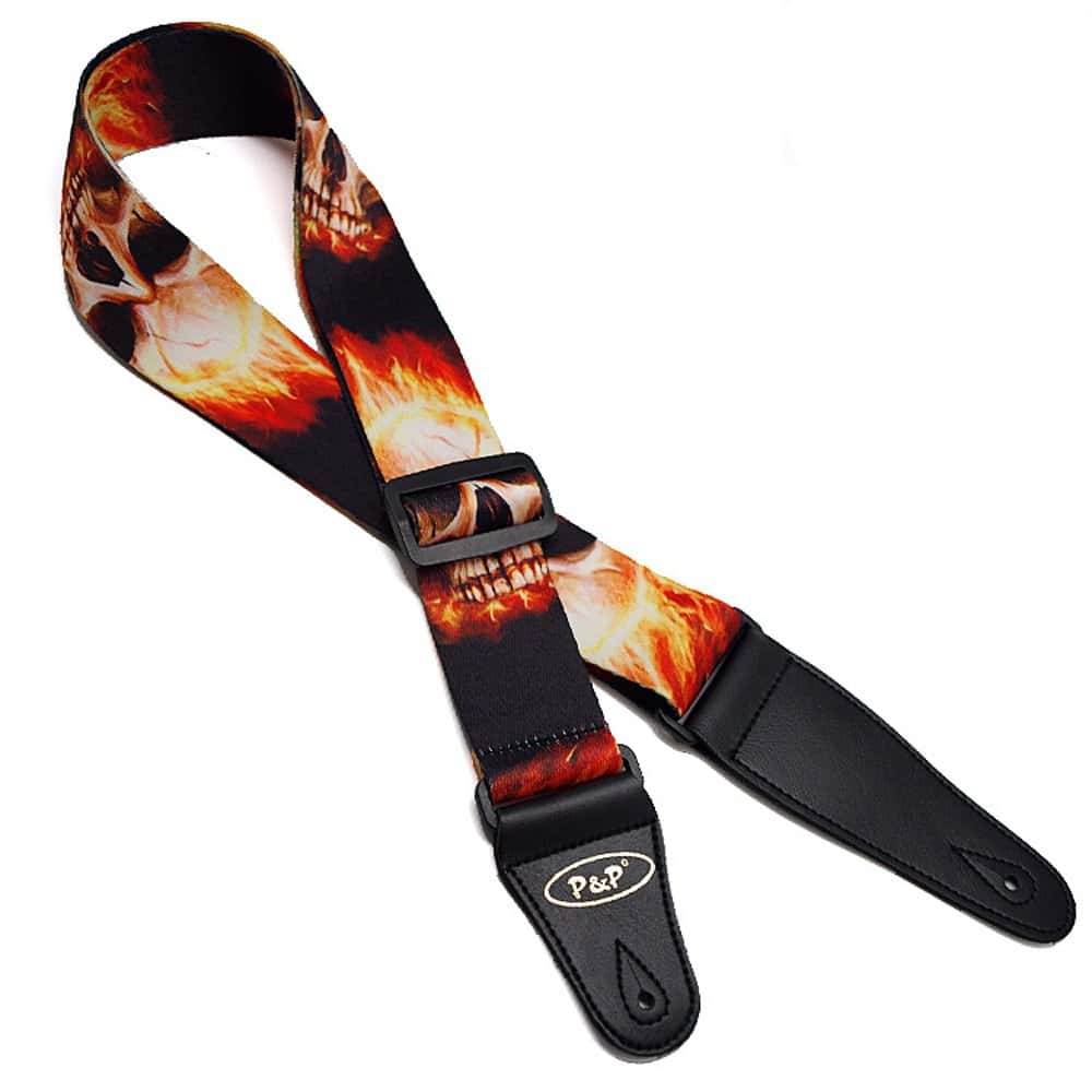 Correa de Guitarra eléctrica, Bajo y Acústica con Calaveras