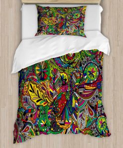 Juego de Funda de Edredón Colorida Ambesonne, Rizos