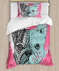 Juego de Funda nórdica Moderna Ambesonne, Bulldog Francés