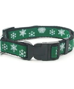 Collar Ajustable de Perro con Copos de Nieve Rojos de