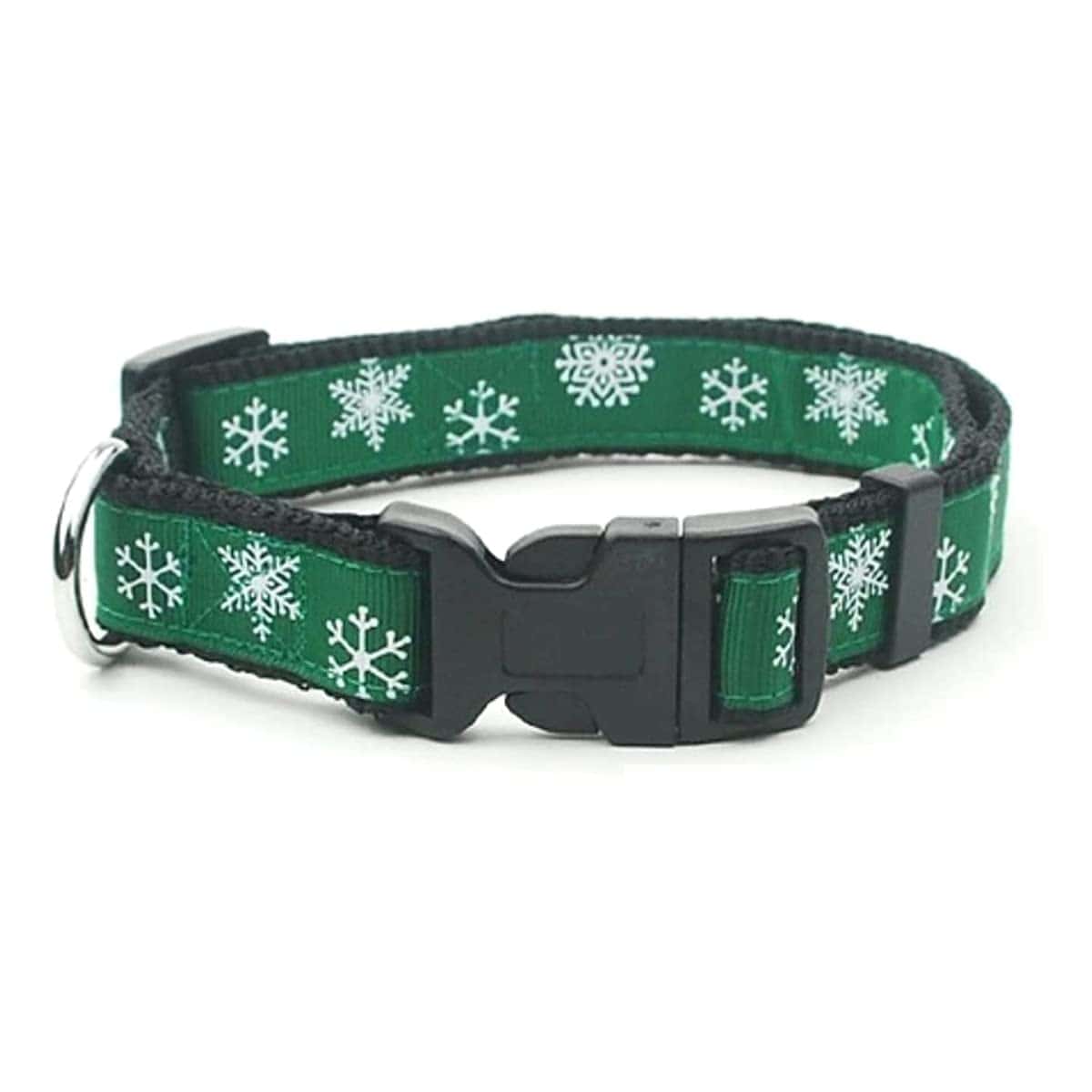 Collar Ajustable de Perro con Copos de Nieve Rojos de