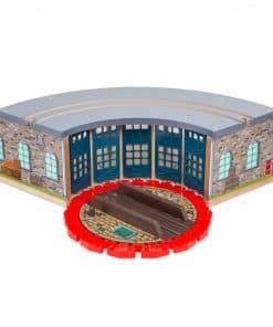 Taller de locomotoras Orbrium Wooden Railway de 5 bahías,