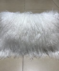 Funda de almohada/cojín de pelo de cordero mongol real al