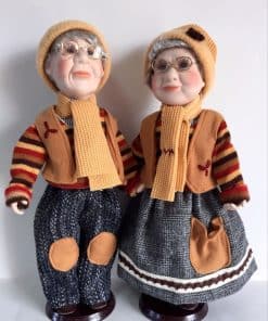 Par de Muñecos de porcelana de Abuelito y Abuelita de 16"