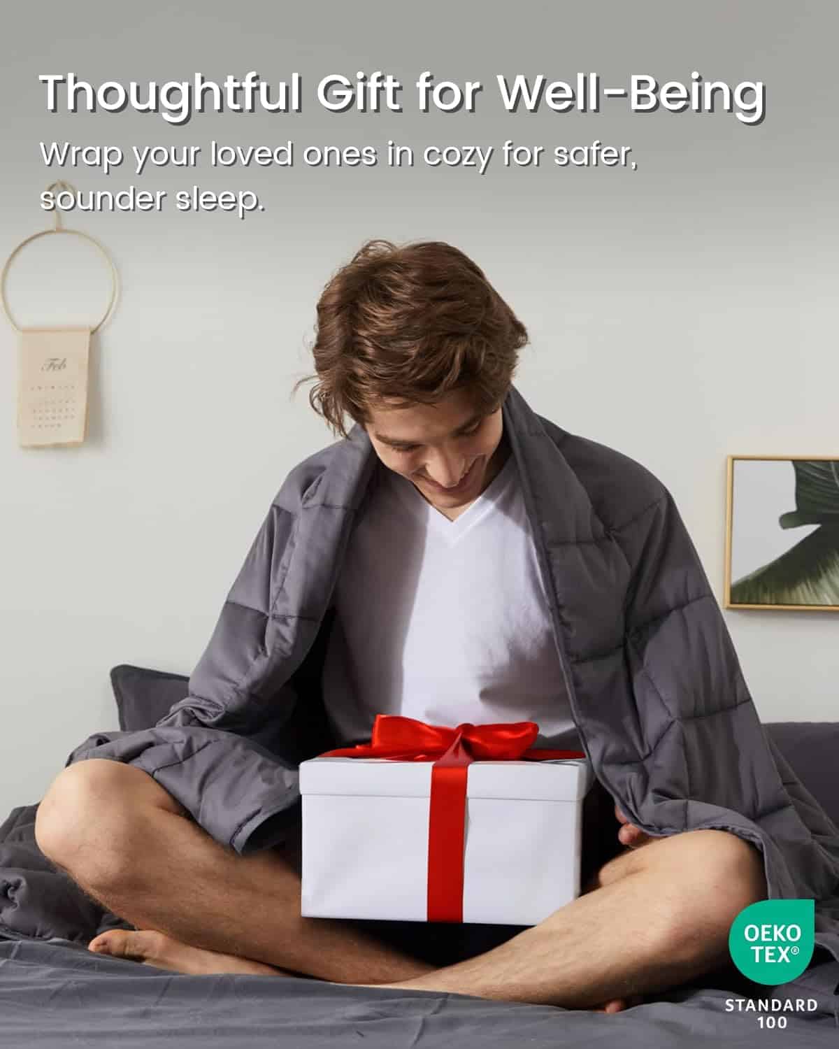 Manta ponderada ZonLi (60"x80", 20 lbs, Gris Oscuro) Manta - Imagen 7