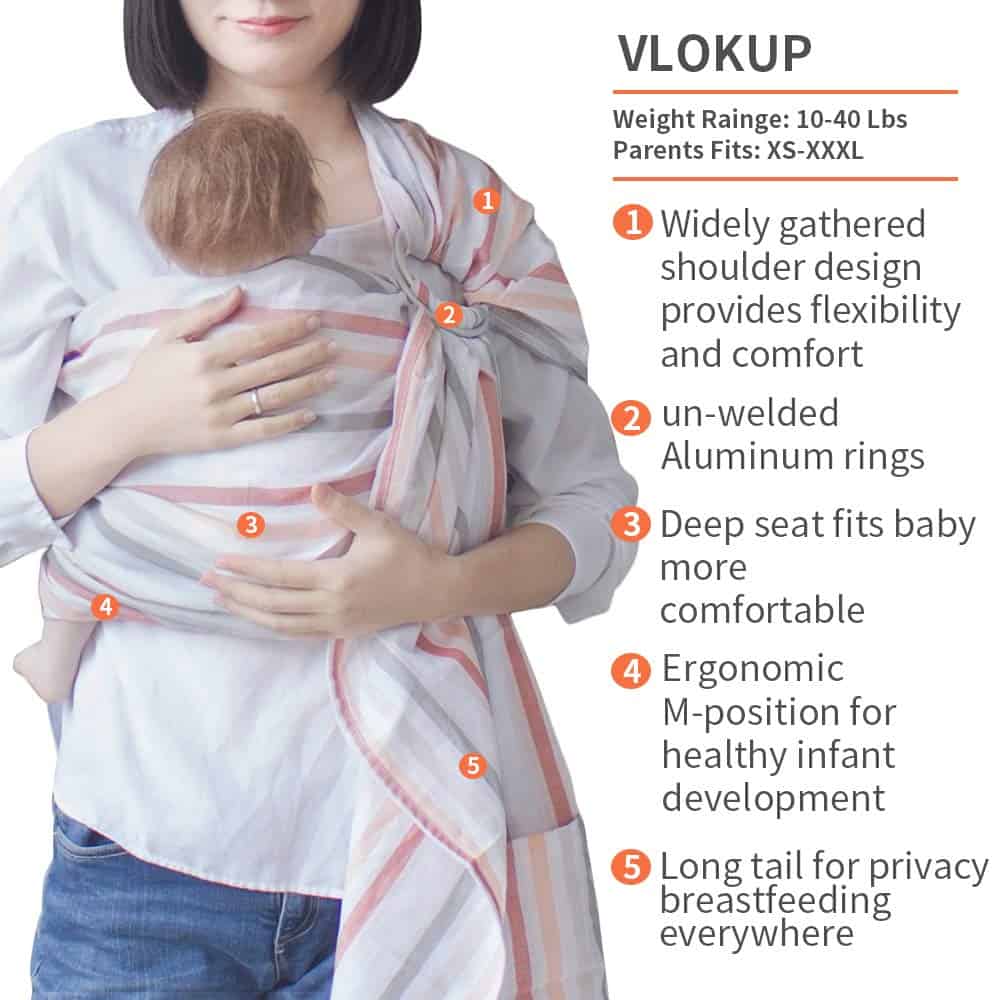 Fular Portabebés Vlokup Baby Ring Sling, Extra Suave - Imagen 3