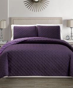 Juego de colcha/edredón reversible en relieve Morado Cal