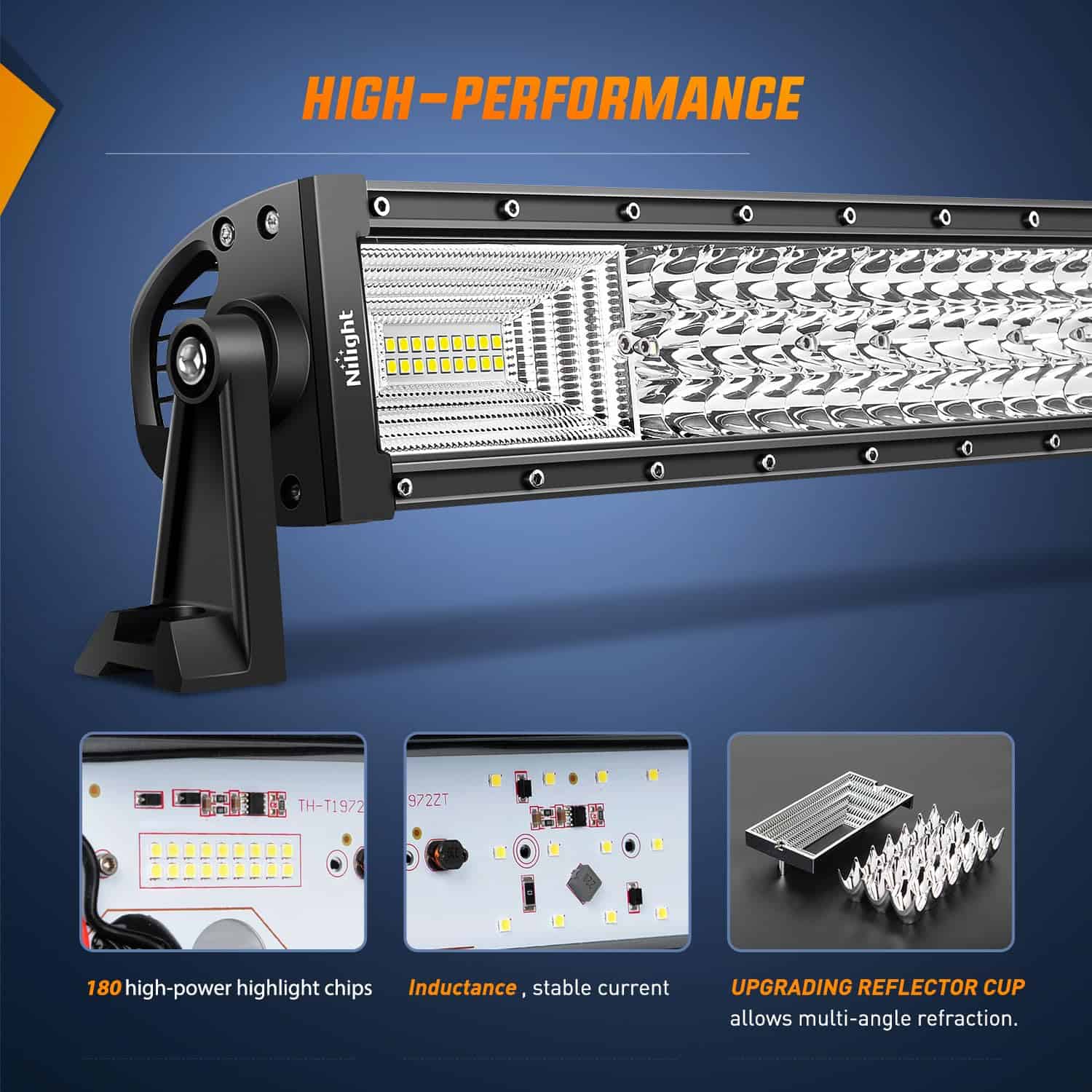 Nilight - Barra de luz LED 42 pulgadas 648W Triple Fila - Imagen 4