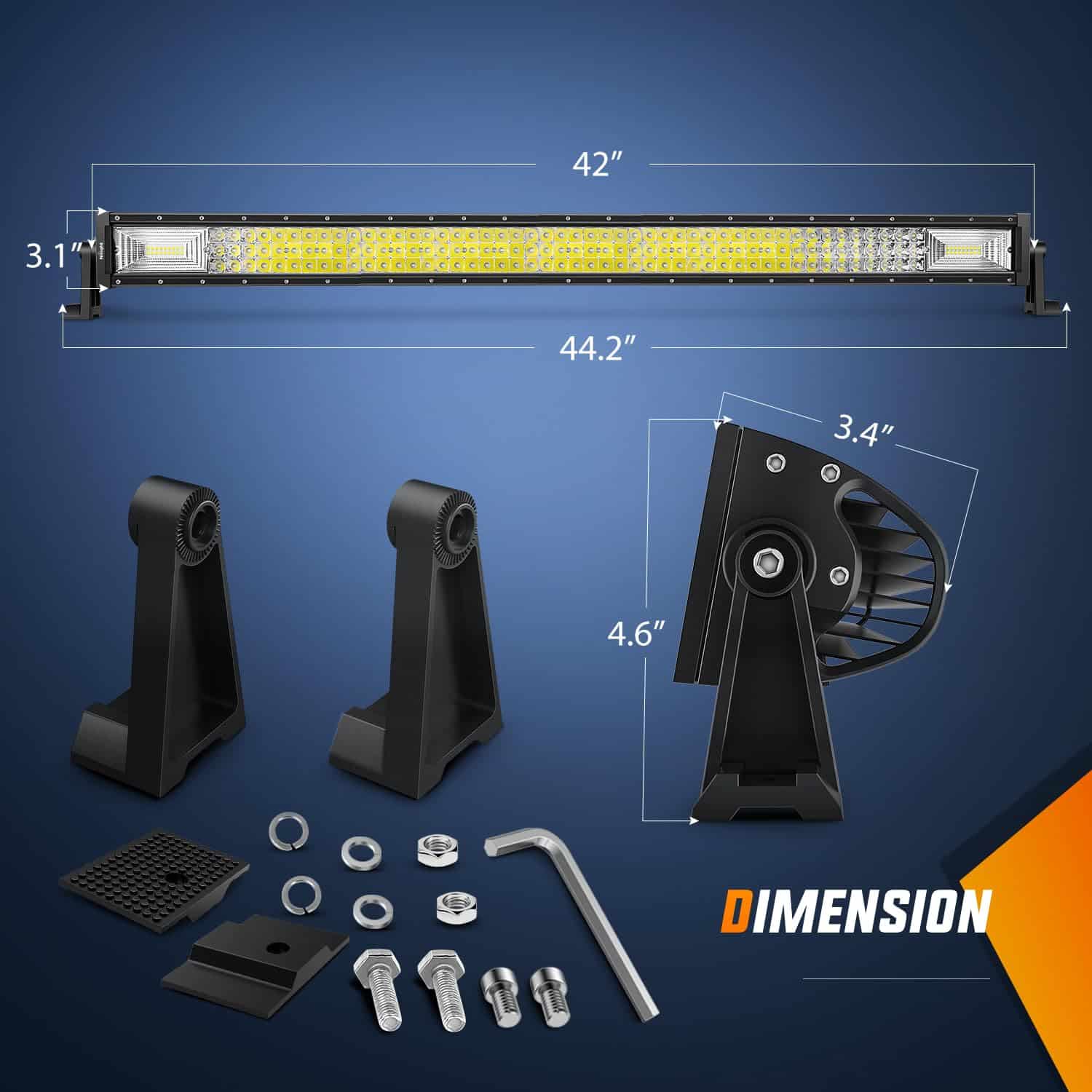 Nilight - Barra de luz LED 42 pulgadas 648W Triple Fila - Imagen 3