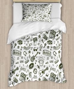 Juego de Funda Nórdica Hipster Ambesonne, Patrón Musical