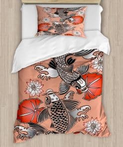 Lunarable Juego de Funda Nórdica de Peces Koi, Carpas en