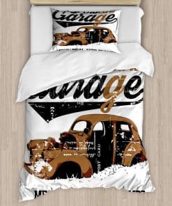 Juego de Funda de Edredón Ambesonne Cars, Viejo Garaje