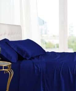 Juego de Sábanas 100% Viscosa de Bambú -Azul Real