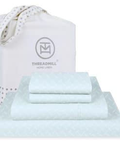 Juego de Sábanas de Algodón 100% para Cama -Azul Claro Astra