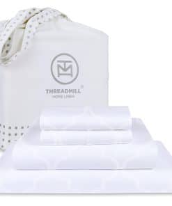 Juego de sábanas de algodón Threadmill Queen | -Blanco