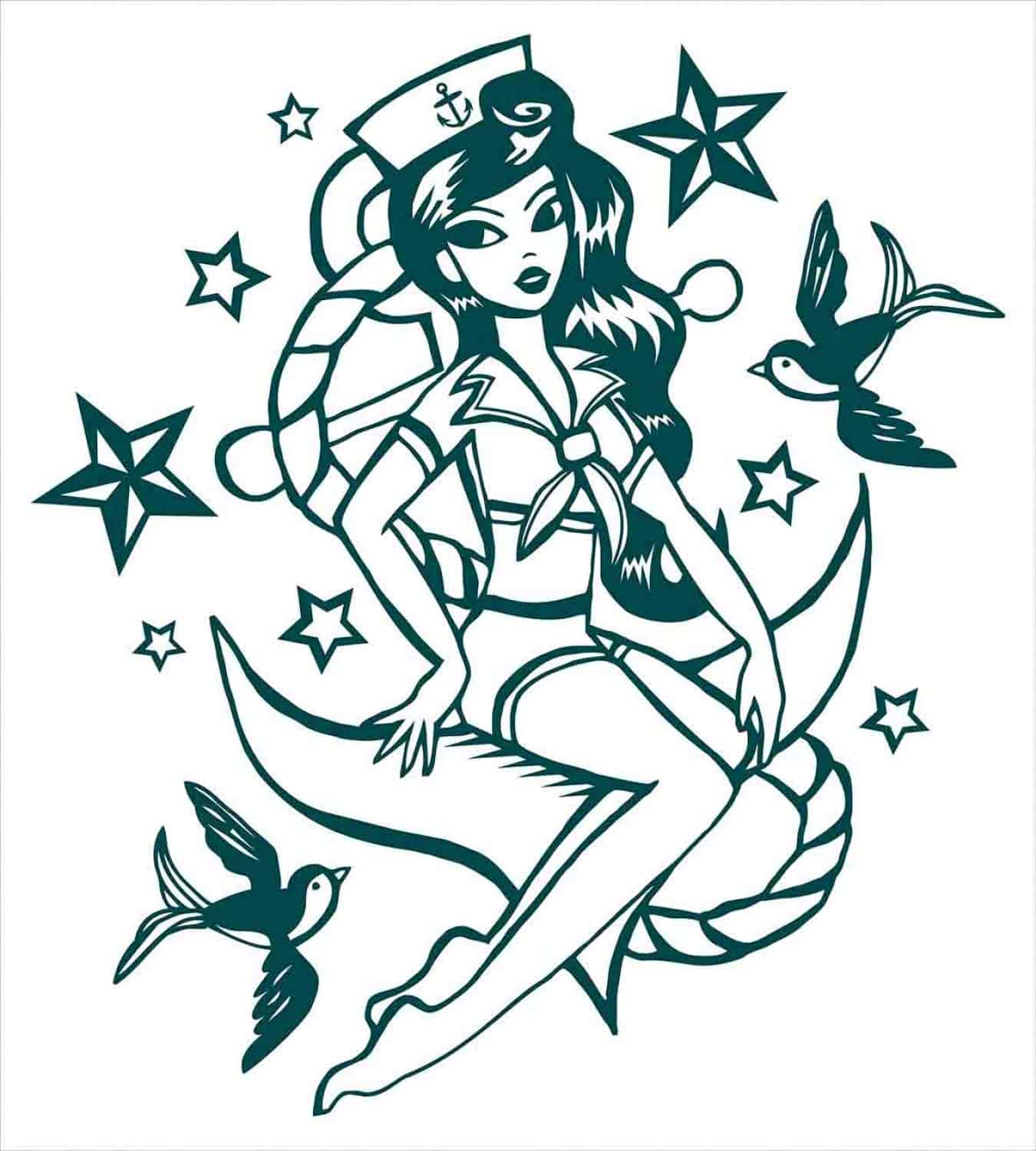 Juego de Funda nórdica Anchor de Ambesonne, Pin-up Girl - Imagen 3