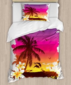 Set de Funda de Edredón Ambesonne Luau, Tropical Retro