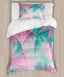 Juego de Funda Nórdica Ambesonne Palm Leaf, Tema de Fiesta