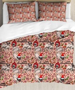 Set de Funda nórdica Ambesonne Pug, Perros de Navidad
