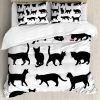 Ambesonne Juego de Funda nórdica de Gato, Siluetas de Gato