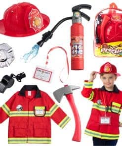 Disfraz de bombero de juguete lavable premium de 8 piezas
