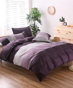 Juego de Funda Nórdica a Rayas de 3 Piezas Reversible Suave