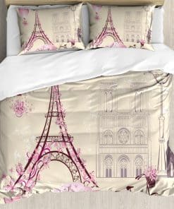 Juego de Funda nórdica Ambesonne Kiss, Pariss Landmarks