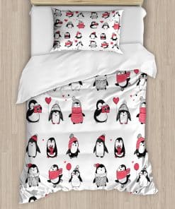 Juego de Funda Nórdica de Invierno Ambesonne, Pingüinos