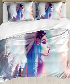 Set de Funda Nórdica Tribal Ambesonne, Chica Fumando Pipa