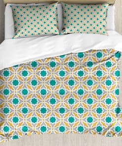 Set de Funda nórdica Ambesonne Teal, Diseño geométrico