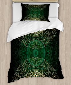 Lunarable Juego de Funda nórdica Verde Cazador, Estilo