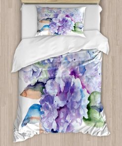 Juego de Funda de Edredón Acuarela Ambesonne, Delicadas