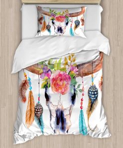 Juego de Funda nórdica Ambesonne Watercolor, Cráneo de Toro