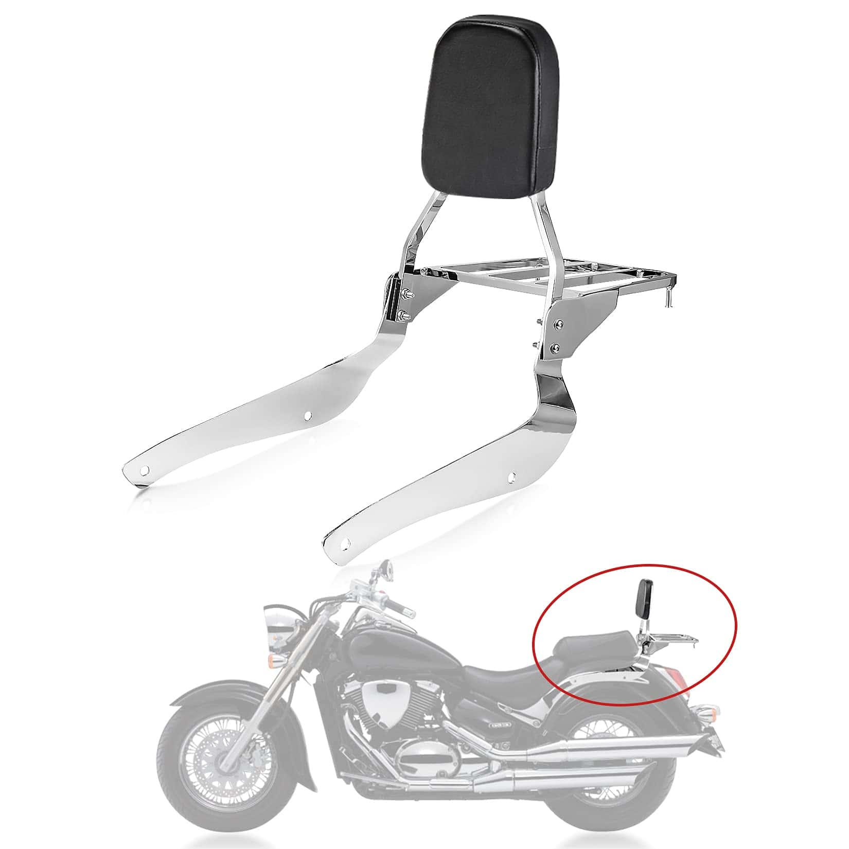 PSLER Respaldo Sissy Bar con Portaequipajes Almohadilla